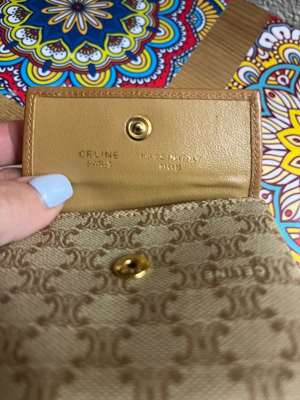 Celine Tan Leather & Brown Monogram Coin Pouch - Picture 3 of 10